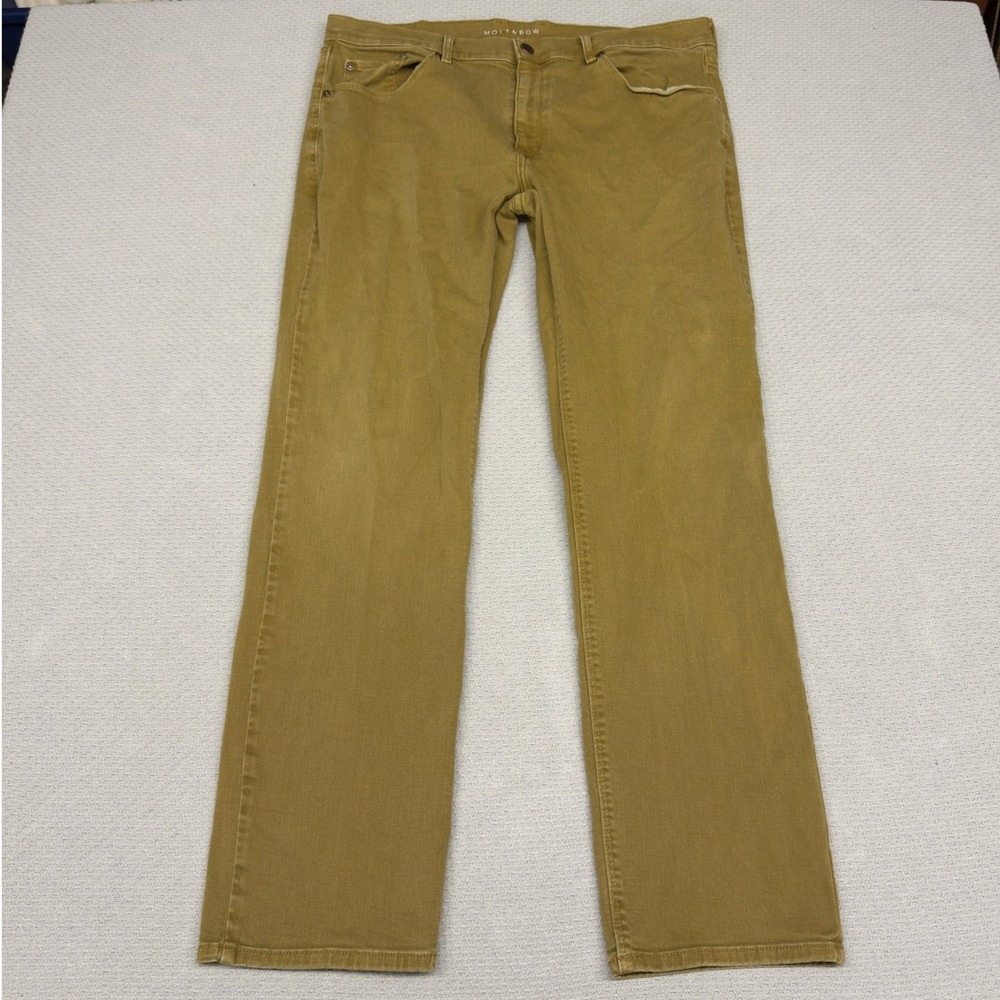 Mott & Bow Jeans Mens 38x32 Mustard Brown Denim Twill Slim Fit Stretch Casual